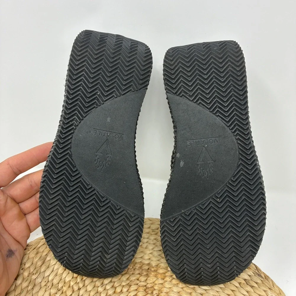 Volatile Vintage Y2K Platform Wedge Thong Sandals‎ Black Women's Size 9 Chunky